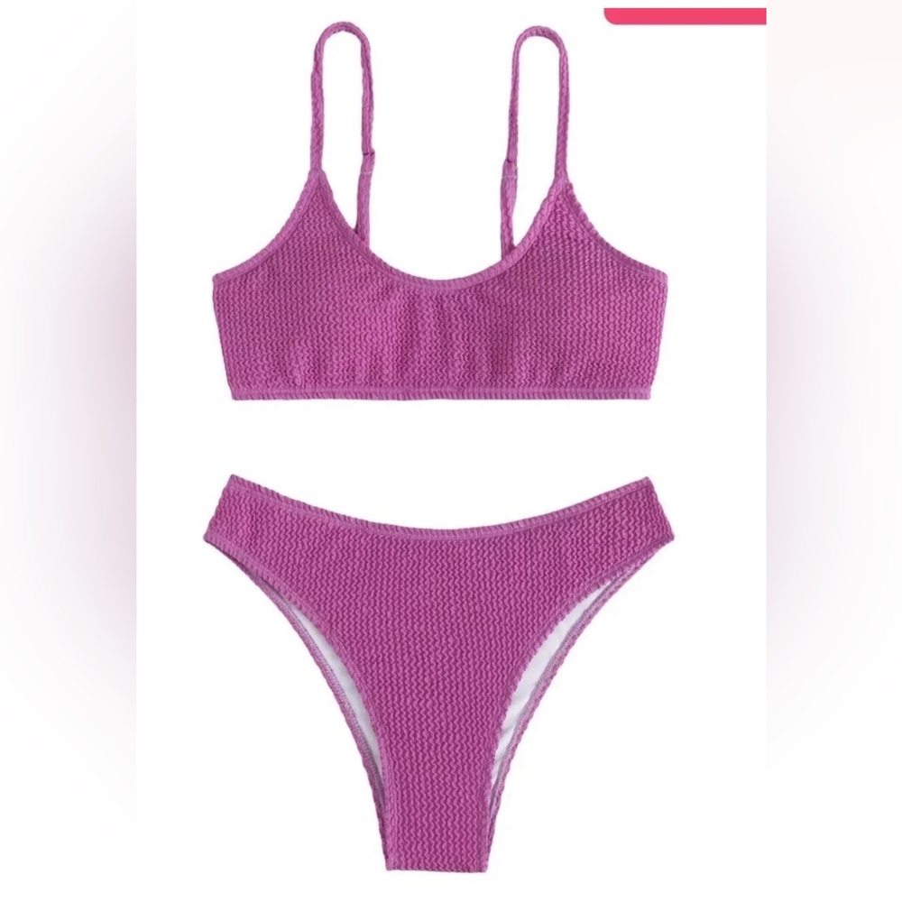 SOLY HUX Women's ribbed 2pc Bikini purple/fuchsia is a new, unworn item. MED
